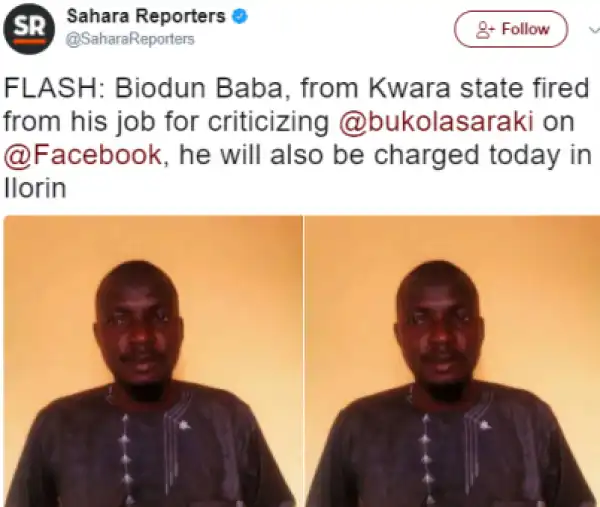 Kwara Civil Servant Charged To Court For Criticizing Saraki On Facebook (Photo)